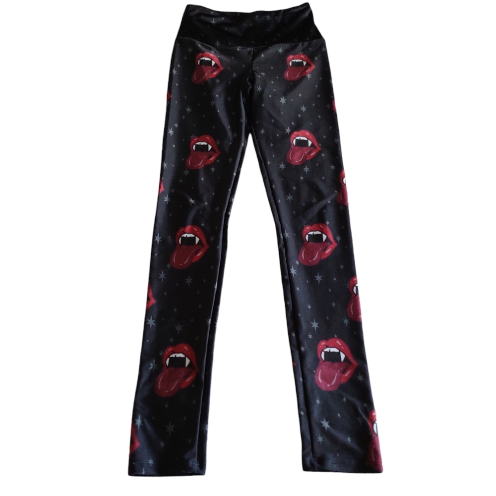 Goldsheep XS Vampire Lip Star Print Leggings